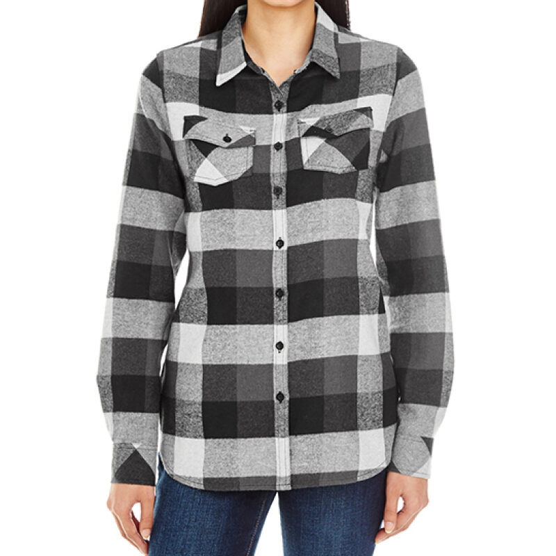 Women`s Woven Plaid Flannel Shirt