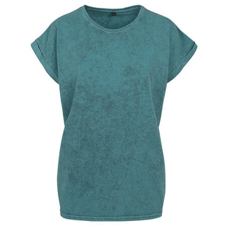 Ladies` Acid Washed Extended Shoulder Tee