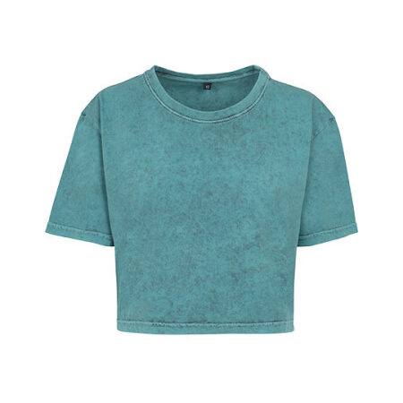 Ladies` Acid Washed Cropped Tee