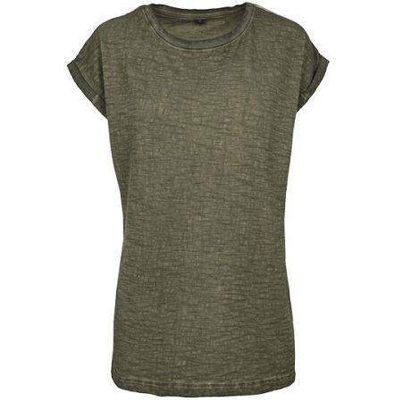 Ladies` Spray Dye Extended Shoulder Tee