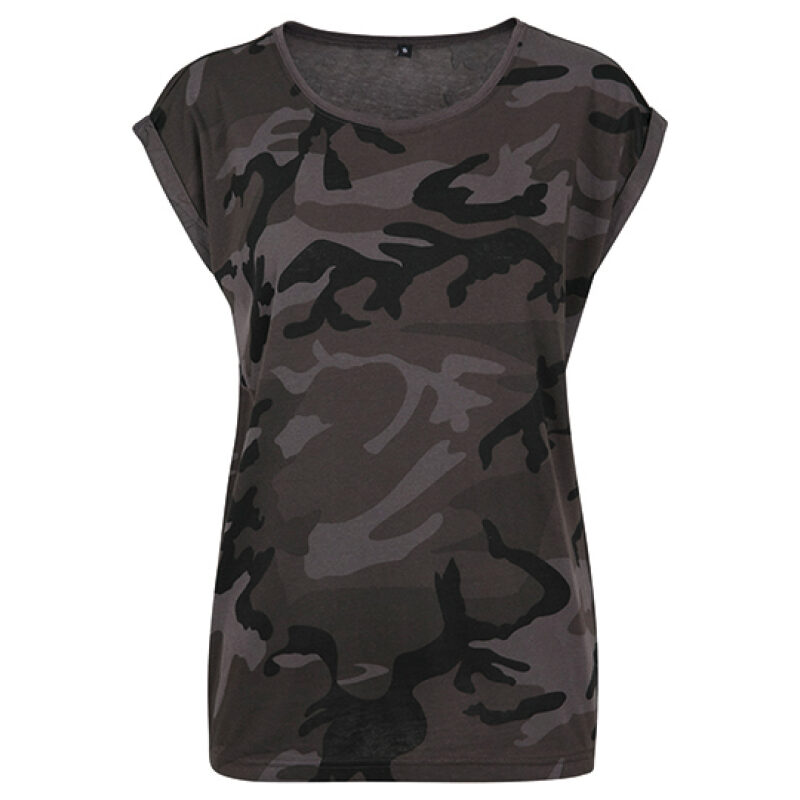 Ladies Camo Extended Shoulder Camo Tee