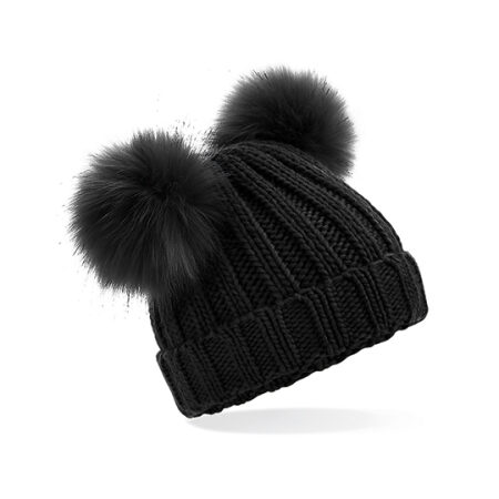 Infant Faux Fur Double Pom Pom Beanie