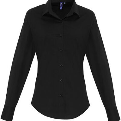 Ladies Stretch Fit Poplin Long Sleeve Cotton Shirt
