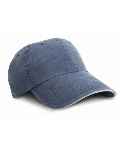 Washed Fine Line Cotton Cap with Sandwich Peak