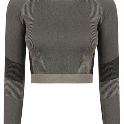 Ladies' Seamless Panelled Long Sleeve Crop Top