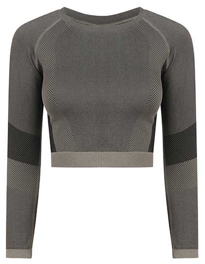 Ladies' Seamless Panelled Long Sleeve Crop Top