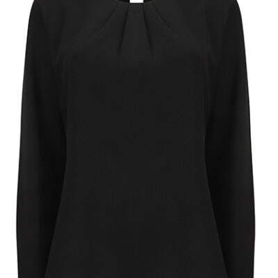Ladies Pleat Front Long Sleeved Blouse