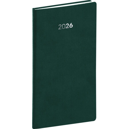 NOTIQUE Vreckový diár Balakon 2026, zelený, 9 x 15,5 cm