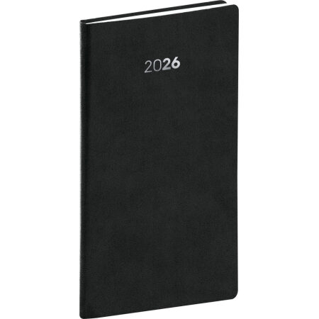 NOTIQUE Vreckový diár Balakon 2026, čierny, 9 x 15,5 cm