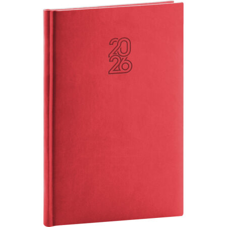 NOTIQUE Týždenný diár Aprint 2026, červený, 15 x 21 cm