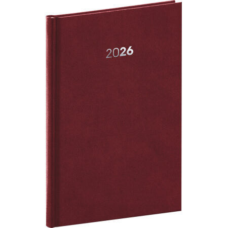 NOTIQUE Týždenný diár Balakon 2026, bordový, 15 x 21 cm