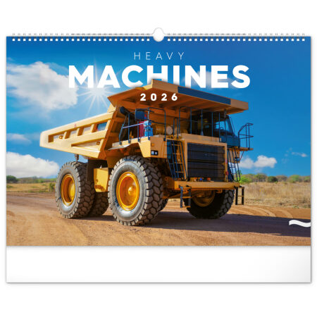 NOTIQUE Nástenný kalendár Stavebné stroje 2026, 48 x 33 cm
