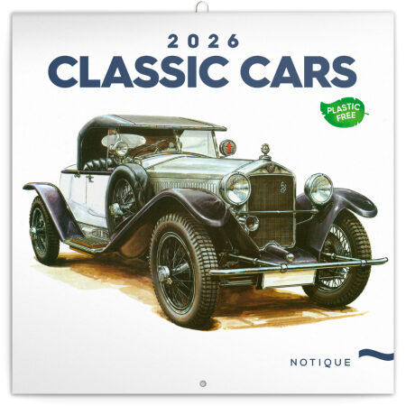 NOTIQUE Poznámkový kalendár Classic Cars – Václav Zapadlík 2026, 30 x 30 cm