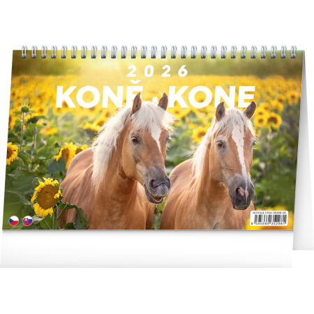 NOTIQUE Stolový kalendár Koně – Kone CZ/SK 2026, 23,1 x 14,5 cm