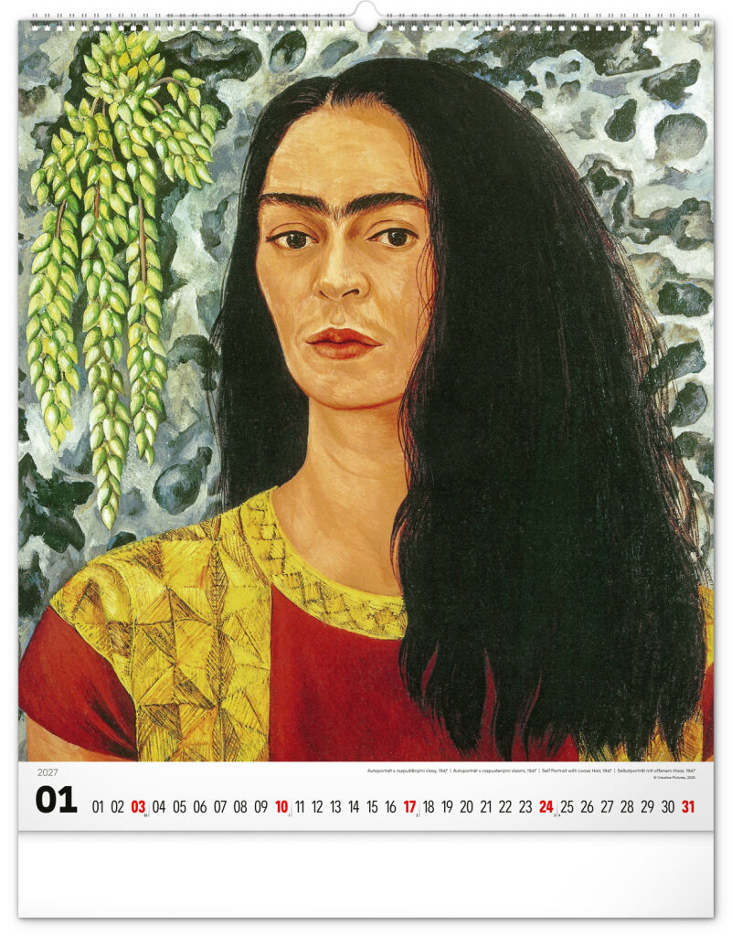 NOTIQUE Nástenný kalendár Frida Kahlo 2027, 48 x 56 cm – Obrázok 2