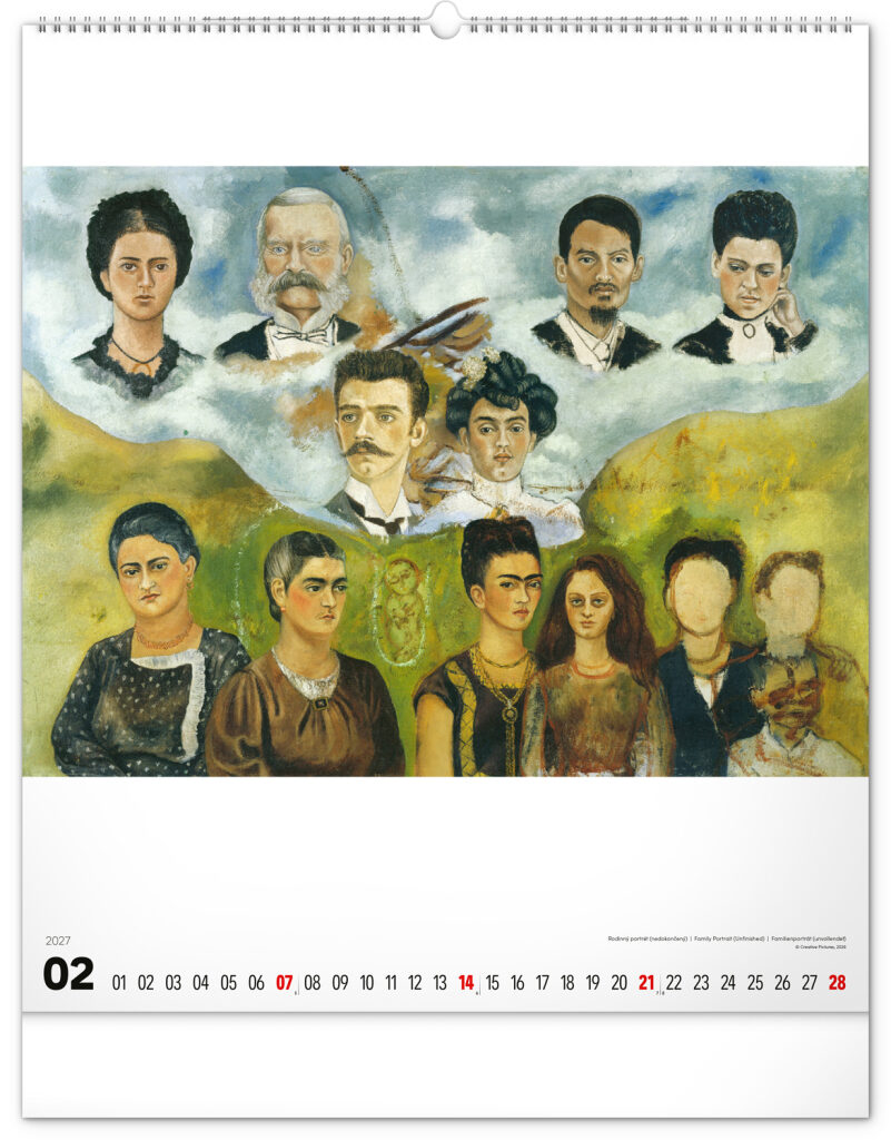 NOTIQUE Nástenný kalendár Frida Kahlo 2027, 48 x 56 cm – Obrázok 3