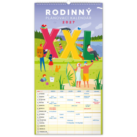NOTIQUE Nástenný kalendár Rodinný plánovací XXL 2027, 33 x 64 cm