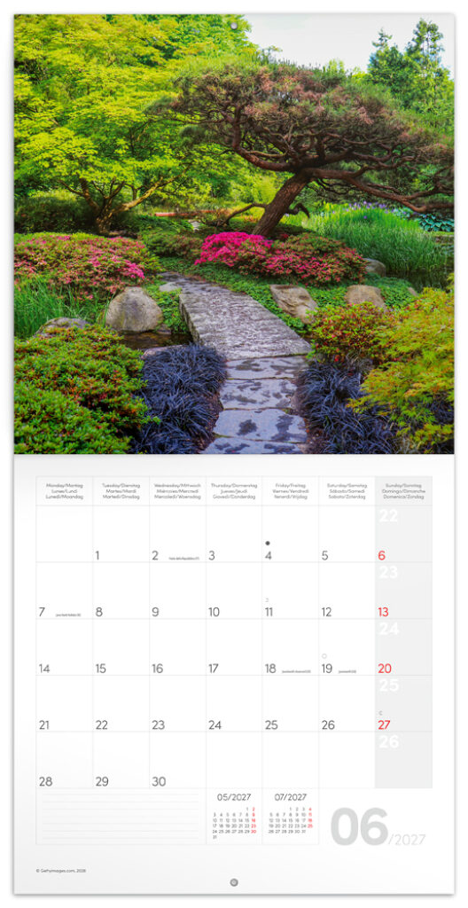 NOTIQUE Grid calendar Gardens 2027, 30 x 30 cm – Obrázok 2