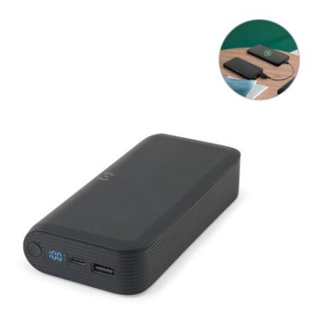 BECKER 20. 20 000 mAh power banka z recyklovaného ABS (100% rABS) s 15W superrýchlou bezdrôtovou nabíjačkou