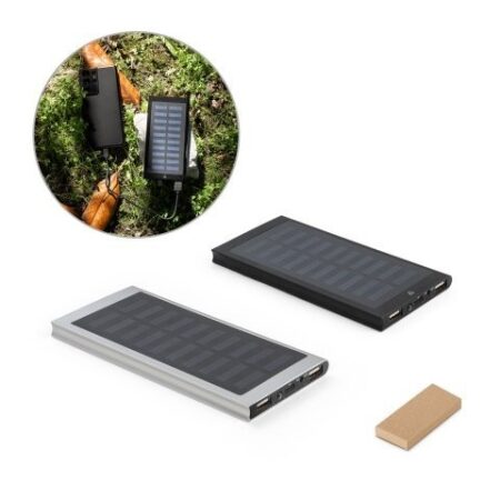 CLERK. 8 000 mAh power banka so solárnym panelom zo 100% recyklovaného hliníka