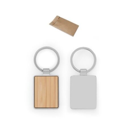 GASTON RECTANGULAR. Obdĺžniková kľúčenka zo zinku a bambusu